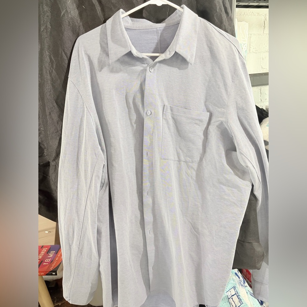 Lululemon Commission Oxford Classic Men's Light Blue Button-Up Shirt XL